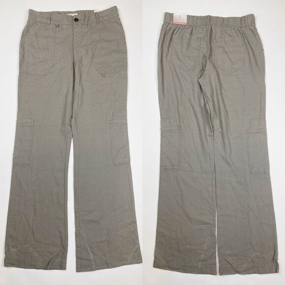 HAPPILY GREY Taupe Linen Blend Comfort Waist Utility Pant Trousers - Size M NWT - Picture 2 of 7